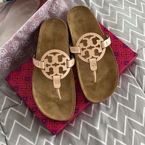 NIB Tory Burch Miller Cloud Calf Leather/Cork Sandals